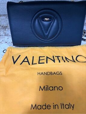 Mario Valentino Navy Leather 3 way Shoulder Bag